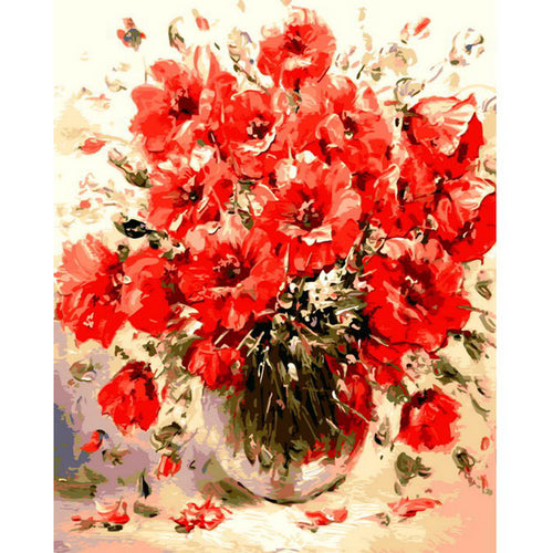 Red Poppies in a vase - DIY Paint By Numbers Kits for Adults
