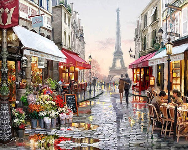 Brick Road and Cafes in Paris