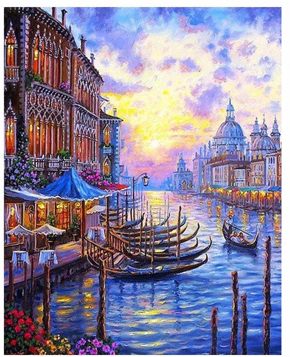 Venice at purple sunset