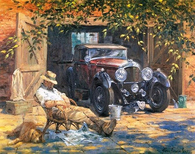 Man resting by vintage car in the sun - DIY Paint By Numbers Kits for Adults