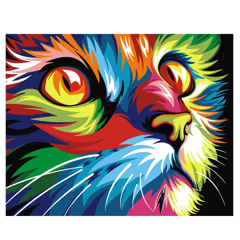 Colorful abstract cat closeup - DIY Paint By Numbers Kits for Adults