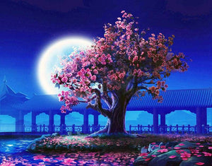 Cherry Blossom tree by Moonlight