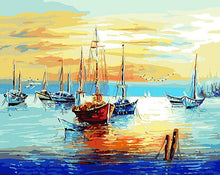 Many sailboats on an ocean - DIY Paint By Numbers Kits for Adults