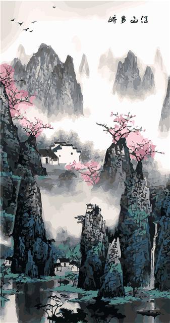 Peaceful oriental scenery (40cm x 80cm)