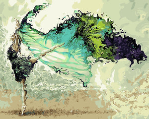 Dancing ballerina in green - DIY Paint By Numbers Kits for Adults