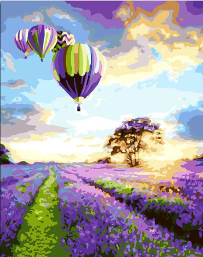 Hot Balloon above lavender field