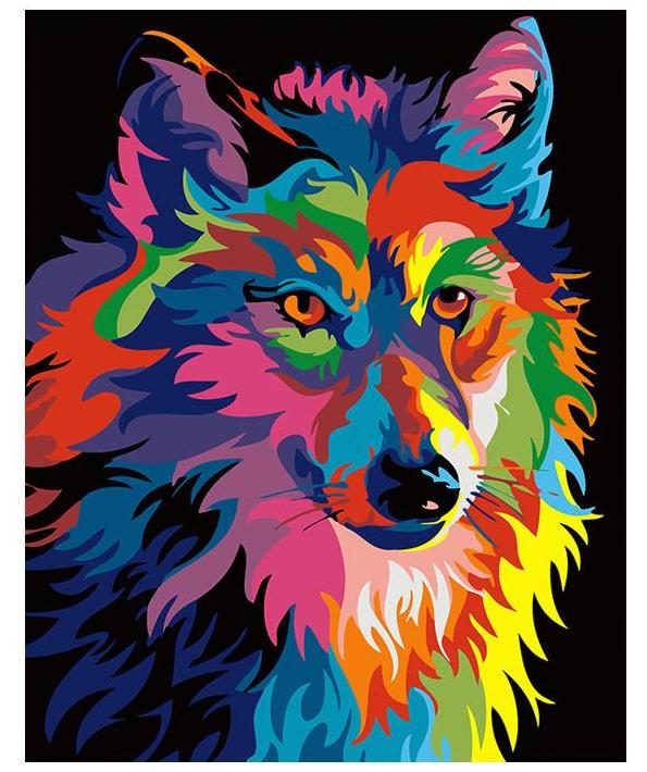 Abstract Colorful Wolf